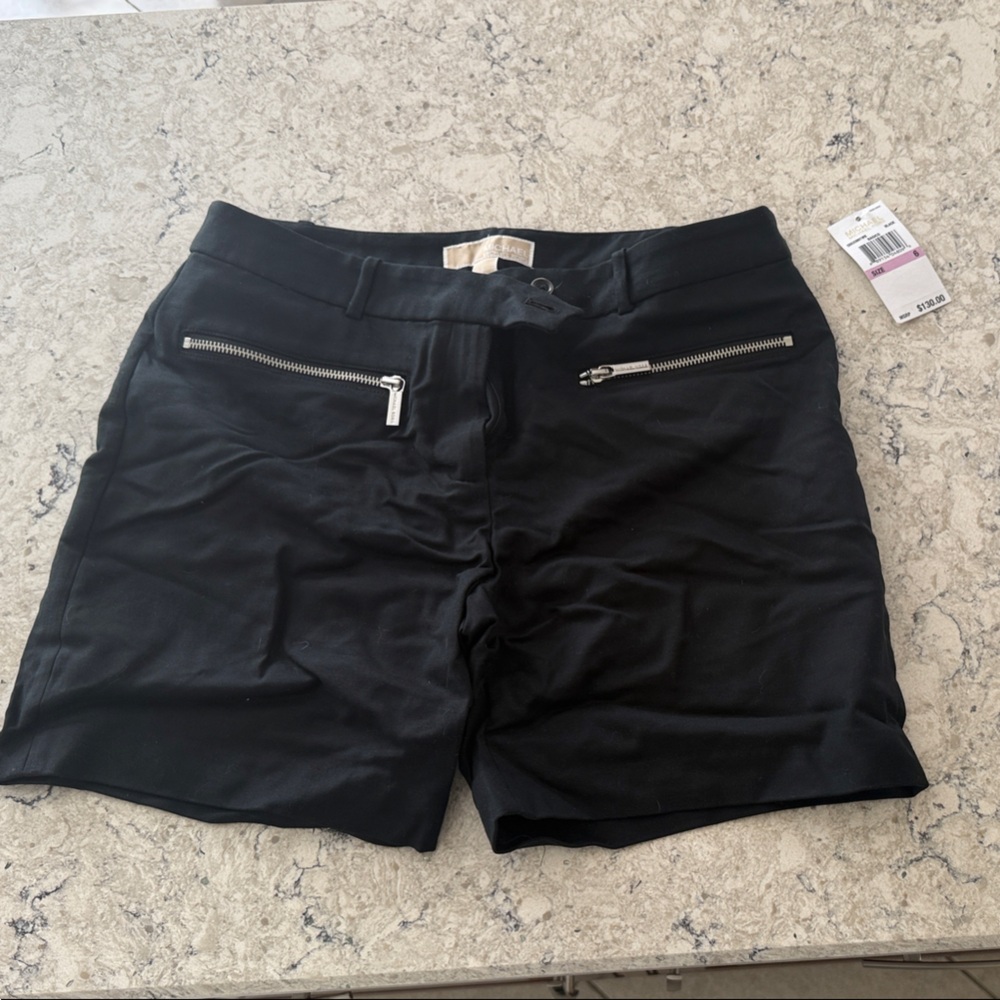 NWT Michael Kors Chic Black Shorts with Zipper Accents